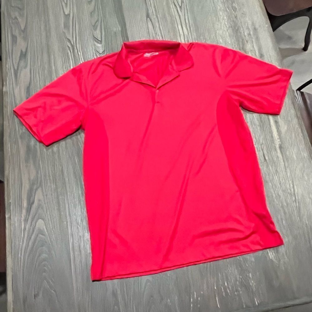 Nike Dri-Fit Polo Shirt Golf Short Sleeve Button Front Collared Red Size Large